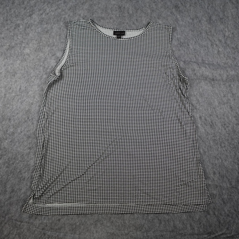 J Jill Top Women Large Black Houndstooth Wearever Sleeveless Stretch Scoop Neck